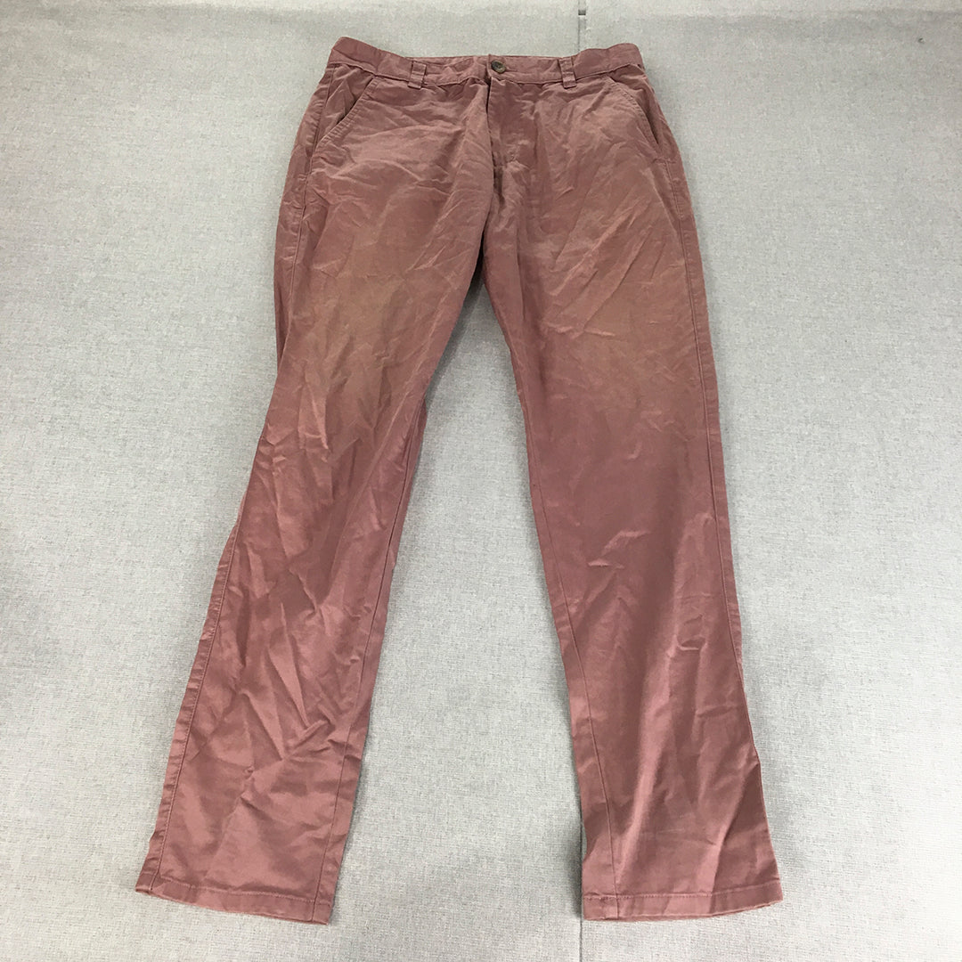 Yd Mens Chino Pants Size 30 Red Skinny Straight Pockets