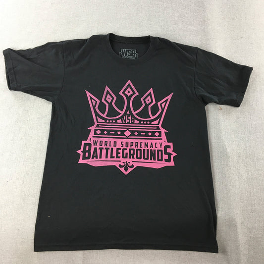 World Supremacy Battlegrounds WSB Mens T-Shirt Size M Black Pink Logo Tee