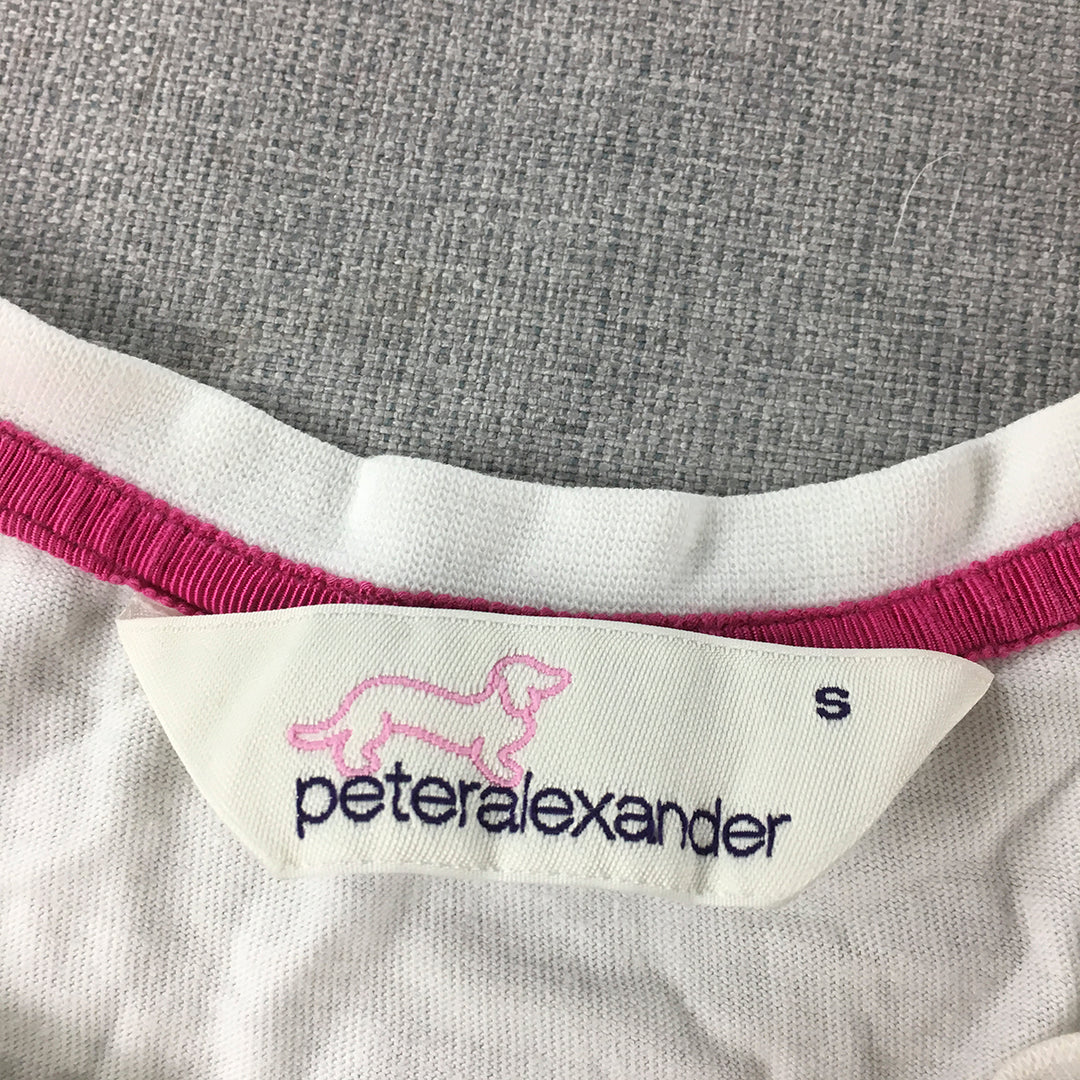 Peter Alexander Womens Sleep Shirt Size S White Logo Short Sleeve Pajama Top