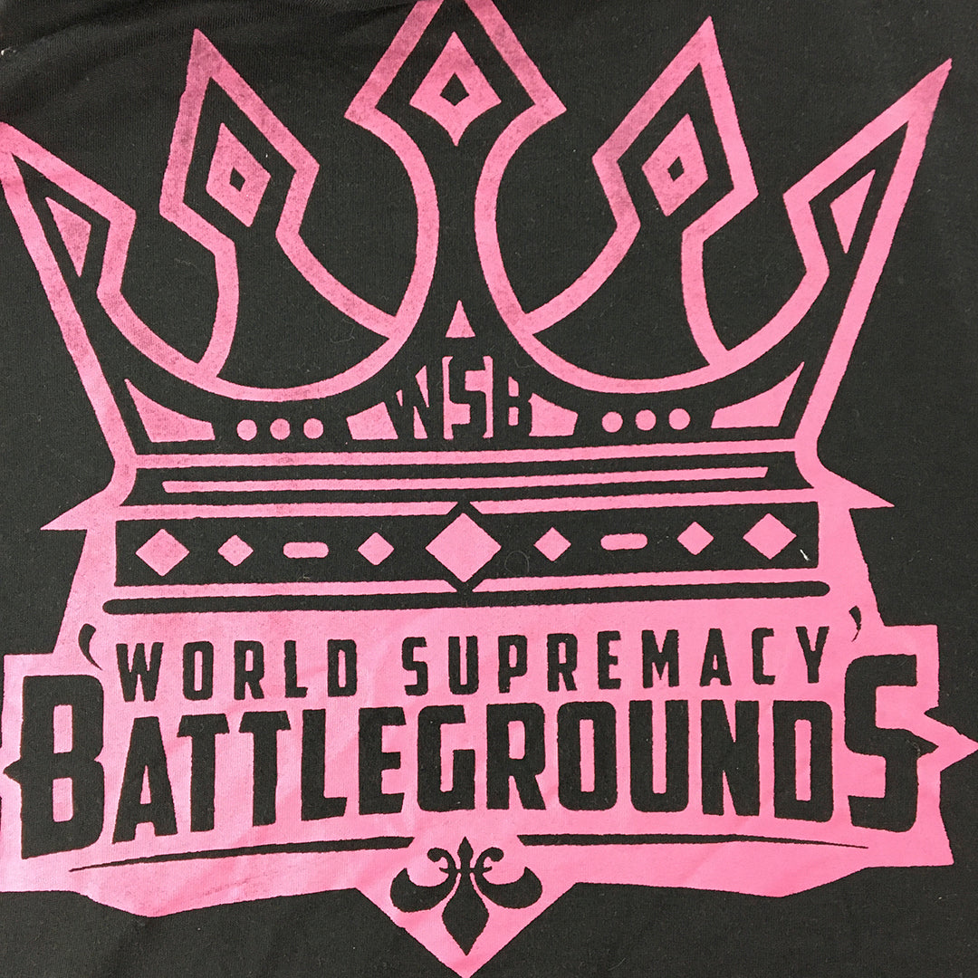 World Supremacy Battlegrounds WSB Mens T-Shirt Size M Black Pink Logo Tee