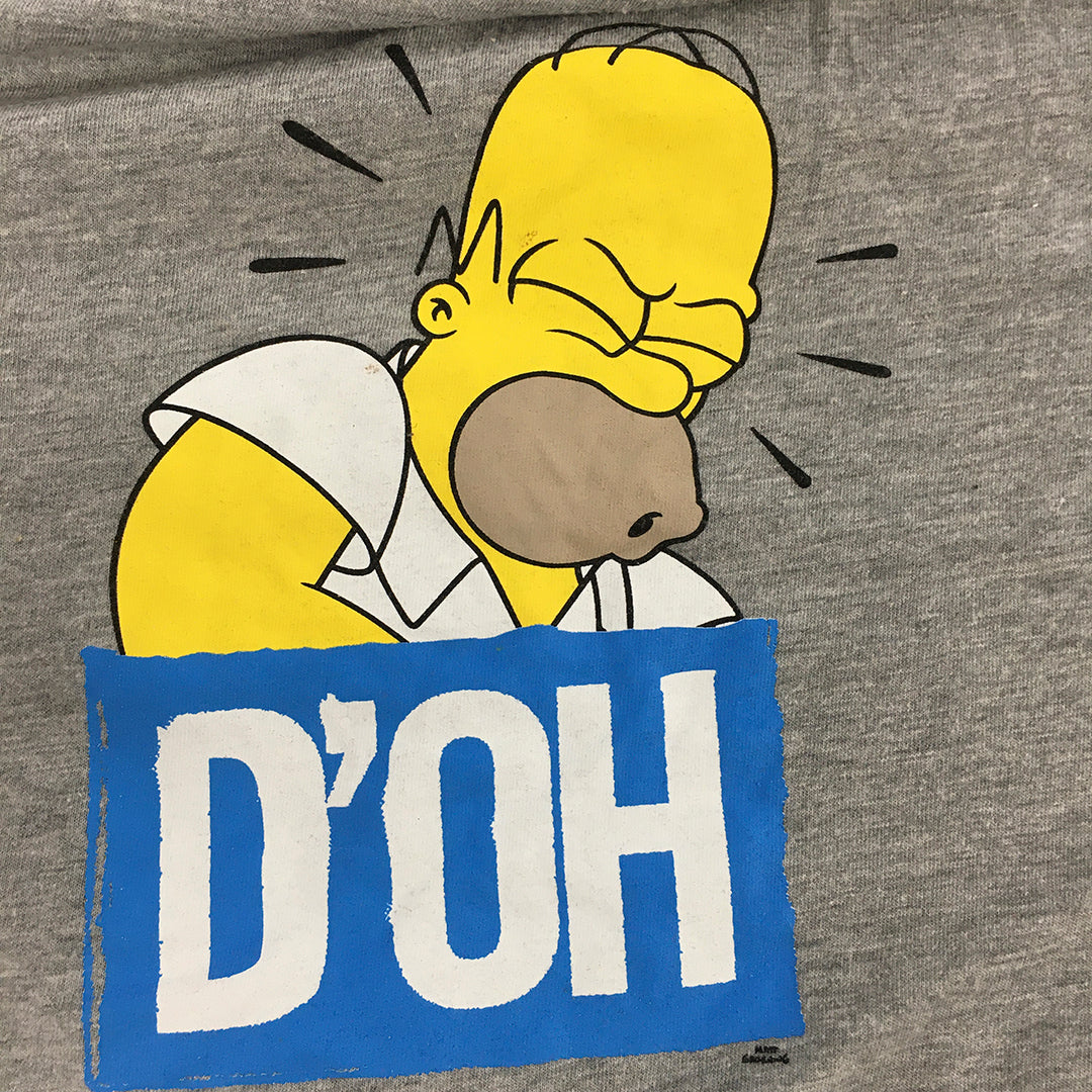 The Simpsons Mens T-Shirt Size L Grey Homer D'Oh Short Sleeve Tee