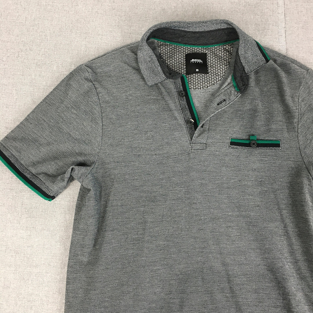 Burton Mens Polo Shirt Size XS Grey Green Collared Short Sleeve Rugby