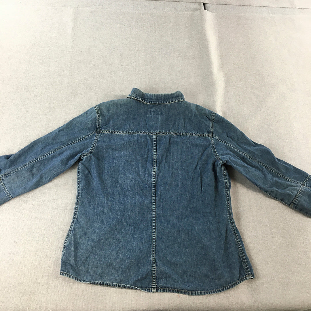 Vintage H&M L.O.G.G Womens Denim Shirt Size 14 Blue Long Sleeve Button-Up