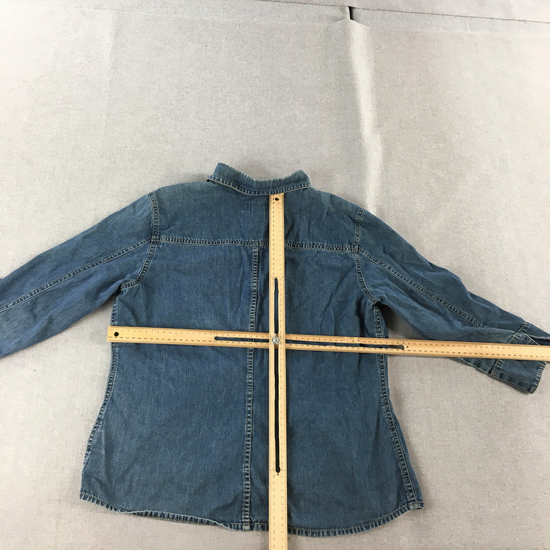 Vintage H&M L.O.G.G Womens Denim Shirt Size 14 Blue Long Sleeve Button-Up