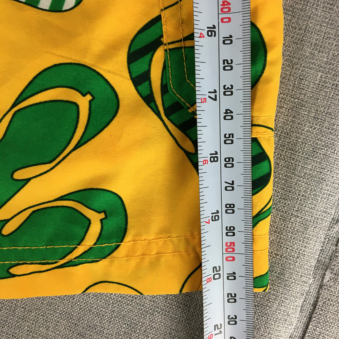 ASC Kids Boys Board Shorts Size 14 Yellow Green Surf Swim Australian Boardies