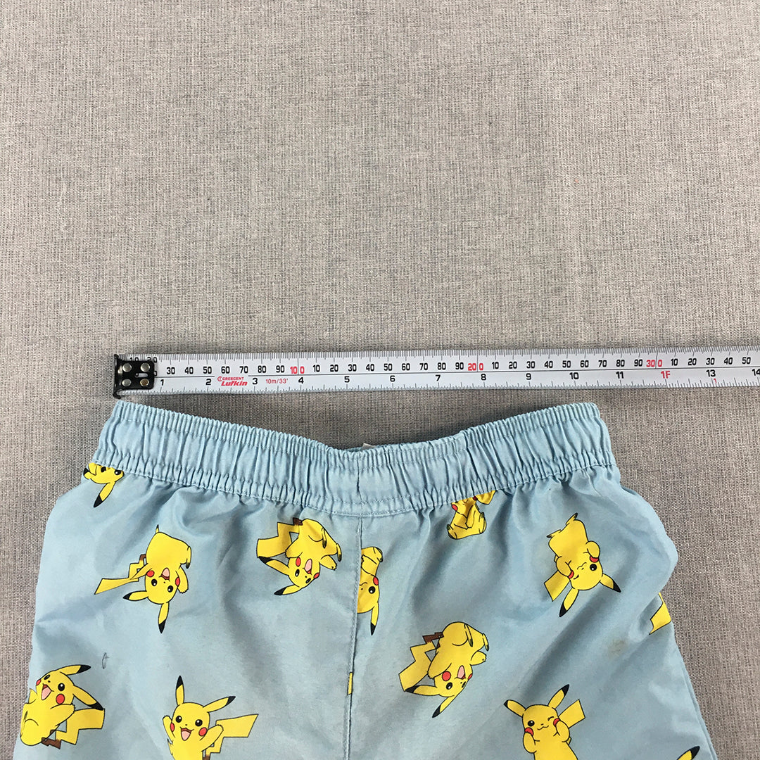 Pokemon Kids Boys Shorts Size 7 Blue Elastic Waist Drawstring Pikachu