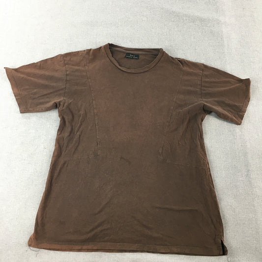 Zara Mens T-Shirt Size M Brown Crew Neck Short Sleeve Tee