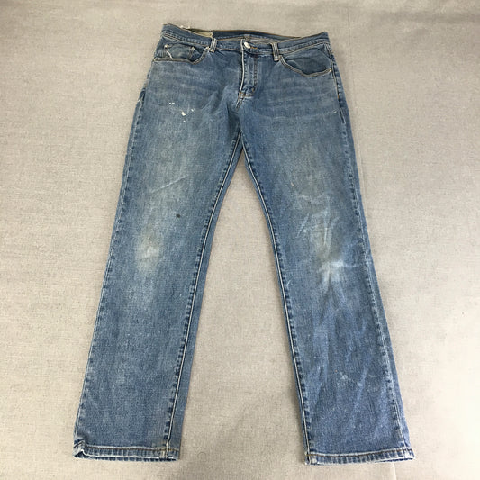 Jag Mens Jeans Size 32 (W32 x L31) Blue Light Wash Straight Leg Denim