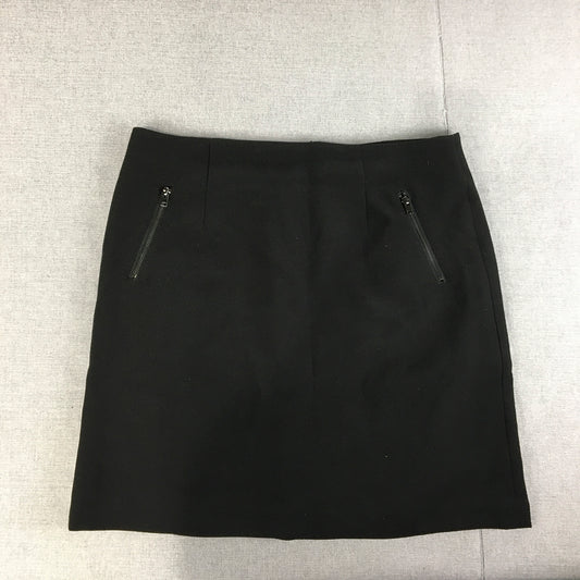 Portmans Womens Mini Skirt Size 12 Black straight Black Zip