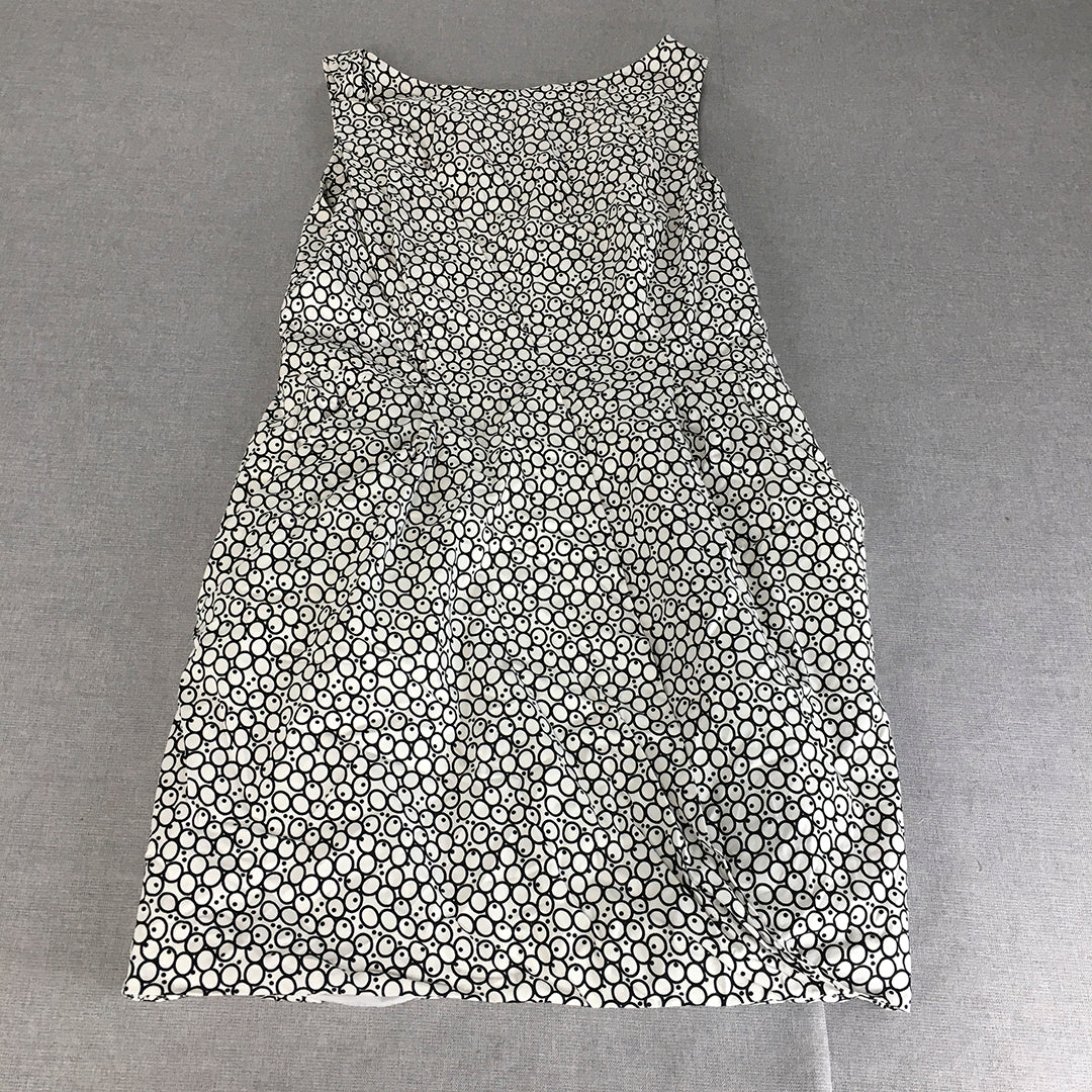 Barkins Womens Pencil Dress Size 12 White Dot Pattern Sleeveless Mini