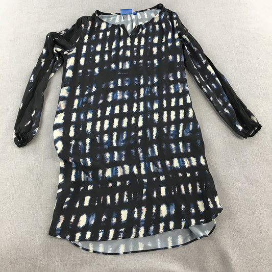 Simply Vera By Vera Wang Womens Shift Dress Size 8 Black Dot Long Sleeve