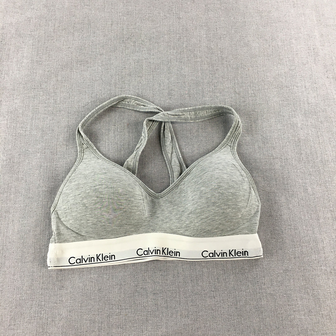 Calvin Klein Womens Sports Bra Size M Grey Sleeveless Cropped Top