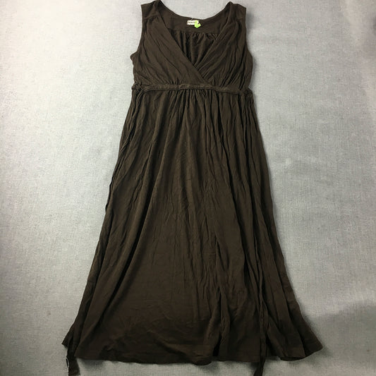 Old Navy Womens A-Line Dress Size S Brown Midi Sleeveless Pleated