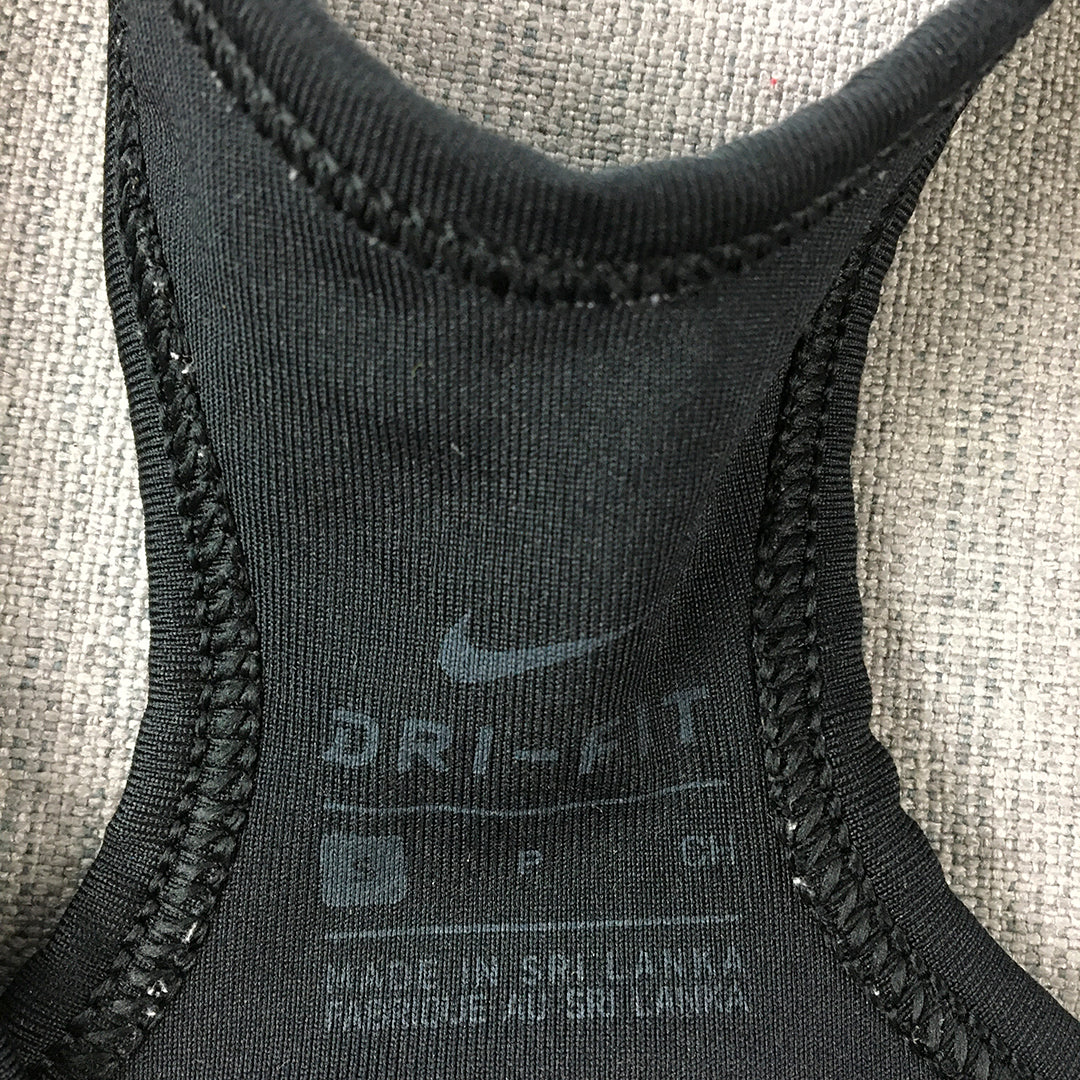 Nike Womens Sports Bra Size S Black Swoosh Logo Cropped Top