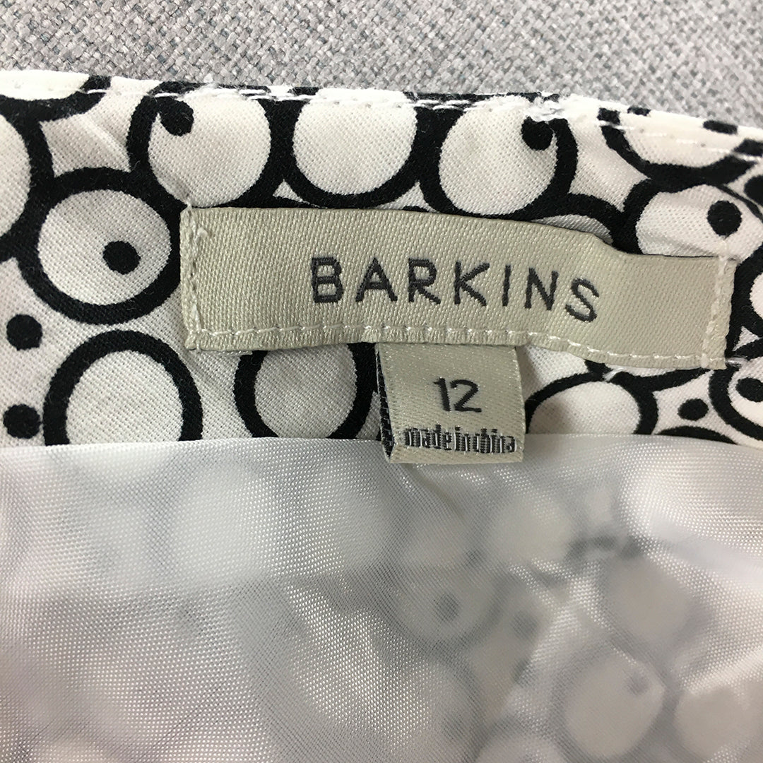 Barkins Womens Pencil Dress Size 12 White Dot Pattern Sleeveless Mini