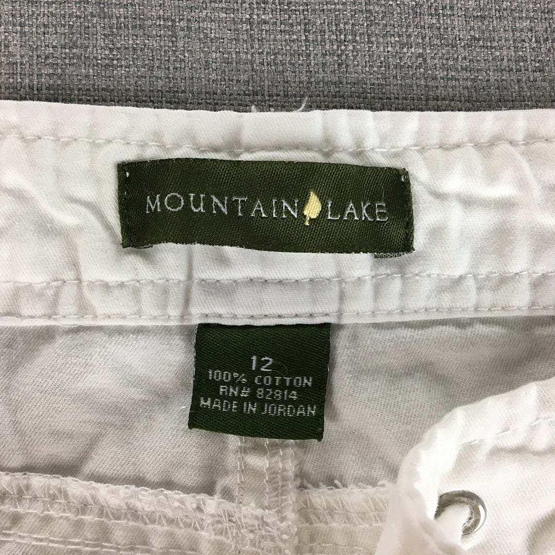 Mountain Lake Womens Shorts Size 12 White Pockets Drawstring