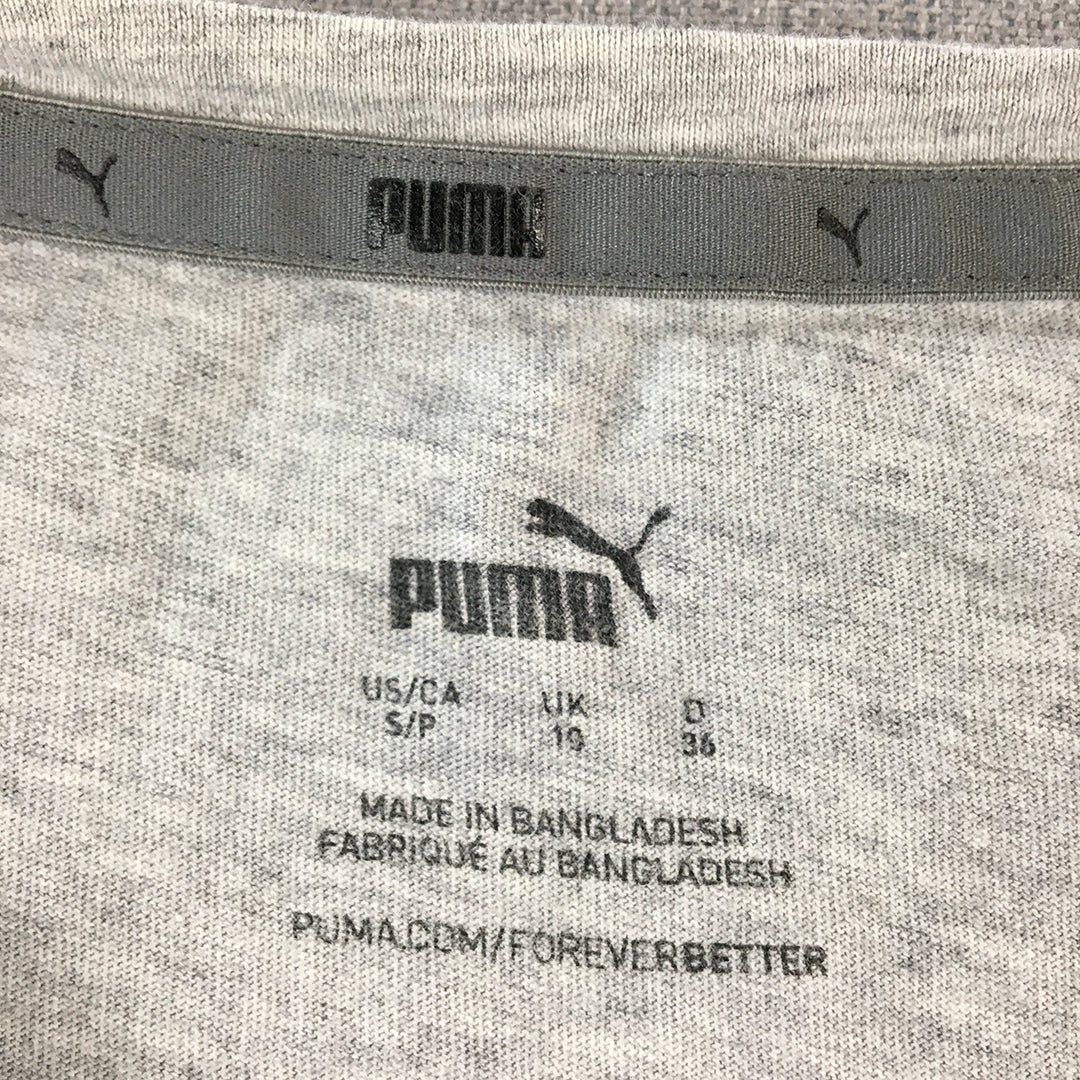 Puma Womens T-Shirt Size S Grey Big Logo Short Sleeve Crew Neck Top