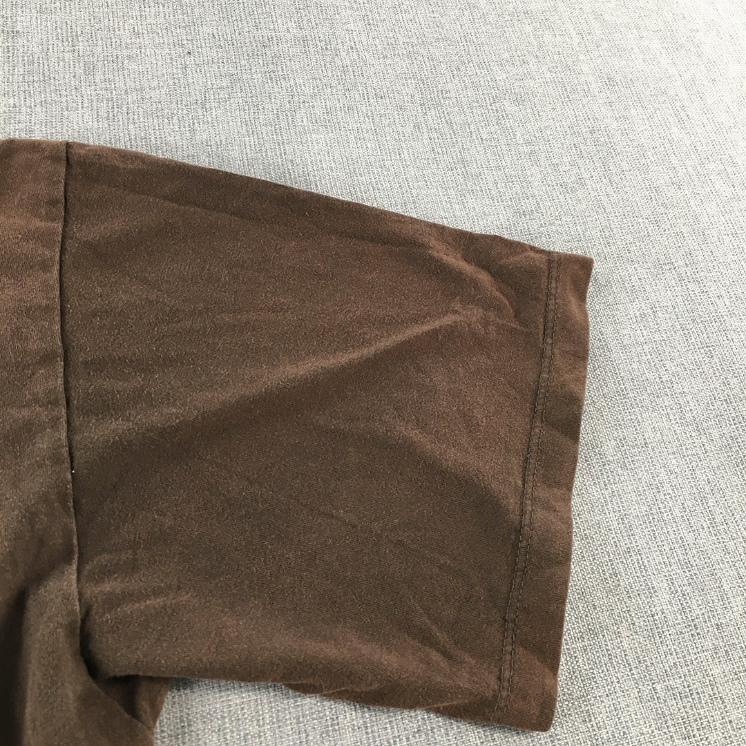 Zara Mens T-Shirt Size M Brown Crew Neck Short Sleeve Tee