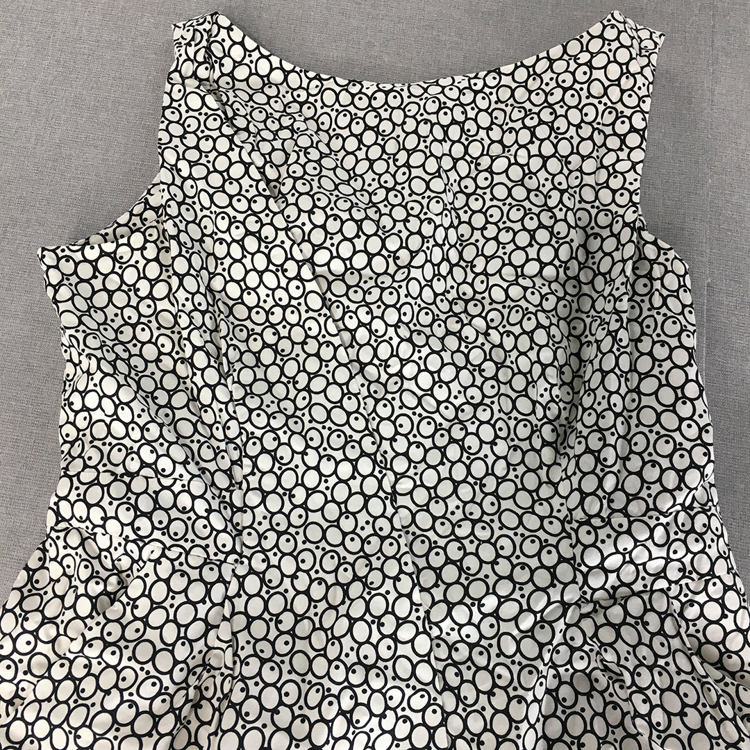 Barkins Womens Pencil Dress Size 12 White Dot Pattern Sleeveless Mini