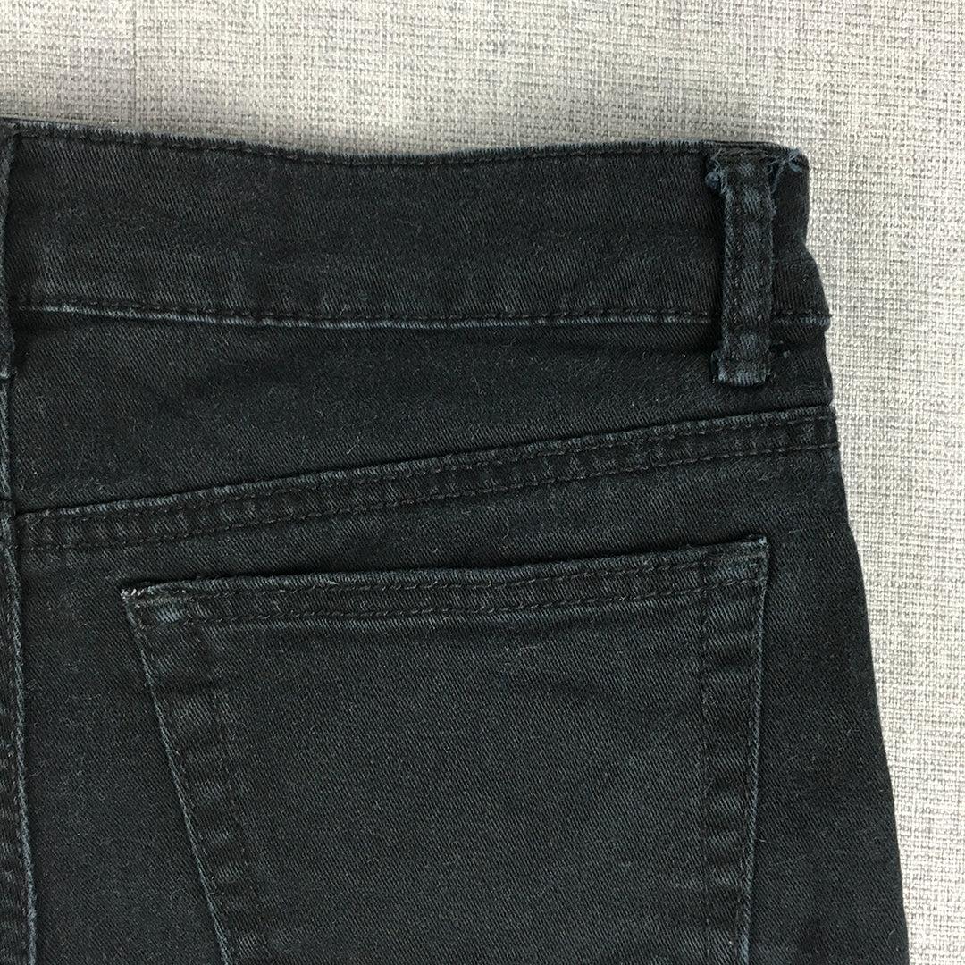 H&M Kids Girls Denim Shorts Size 8 - 9 Years Black Dark Wash Pockets