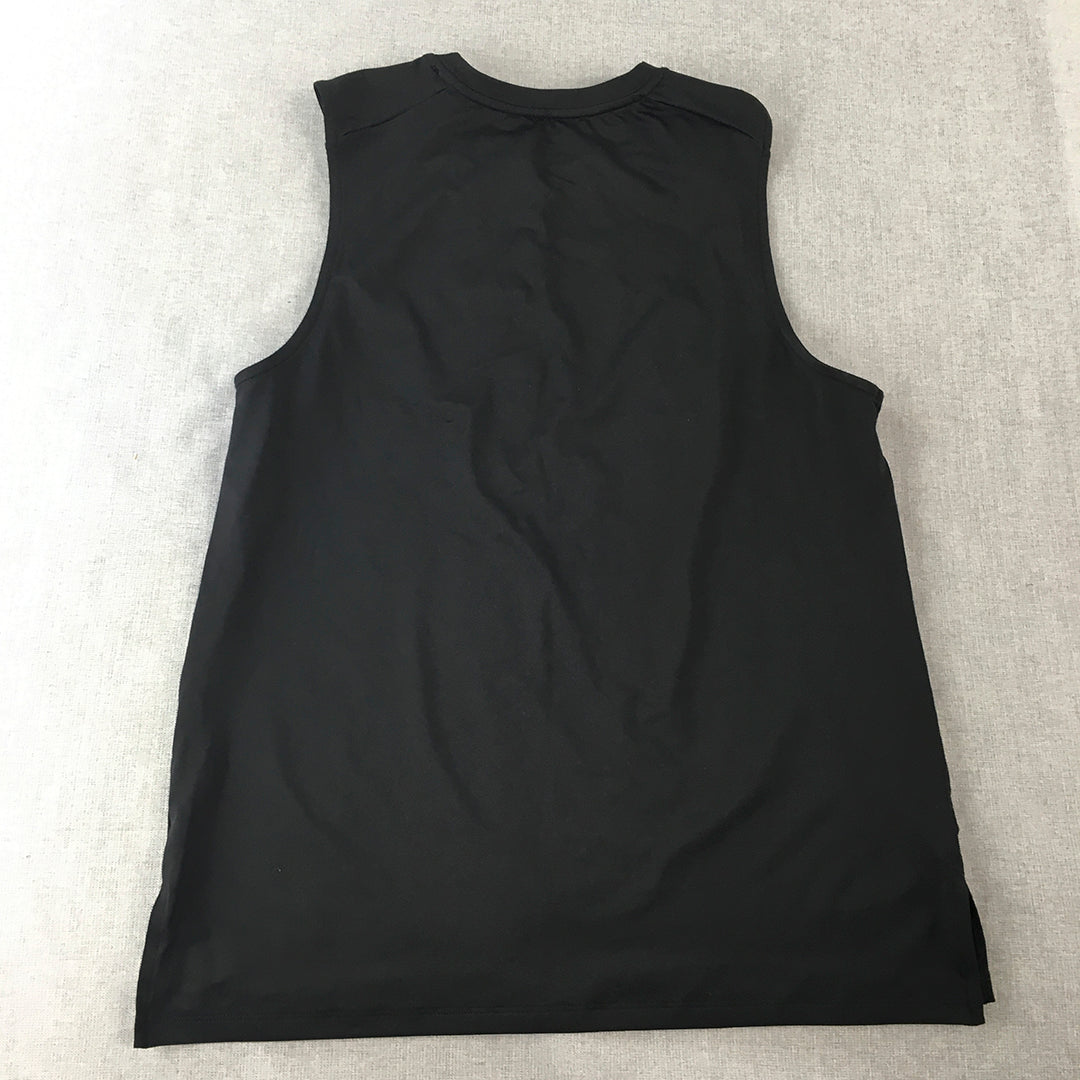 Decjuba D-Luxe Active Womens Tank Top Size S Black Logo Sleeveless Shirt