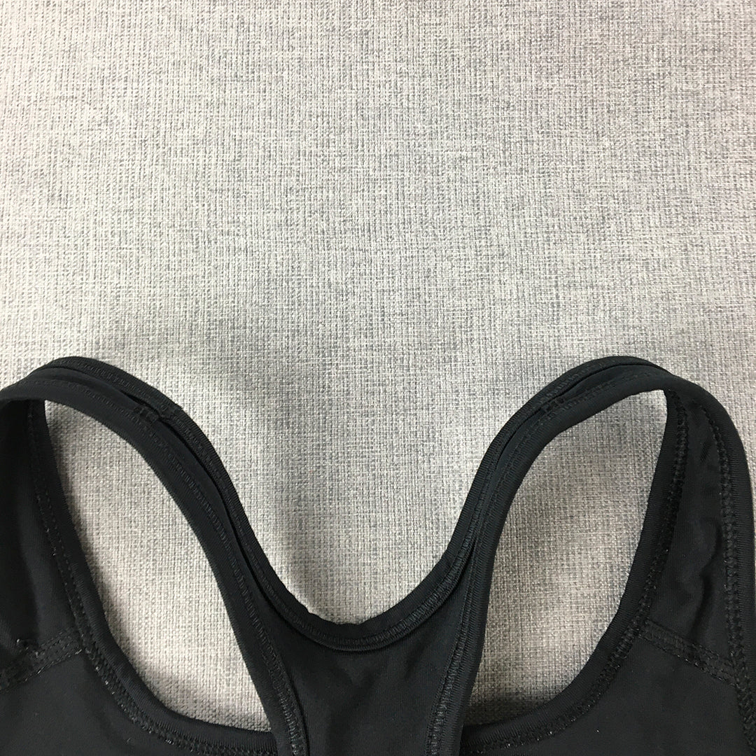 Nike Womens Sports Bra Size S Black Swoosh Logo Cropped Top