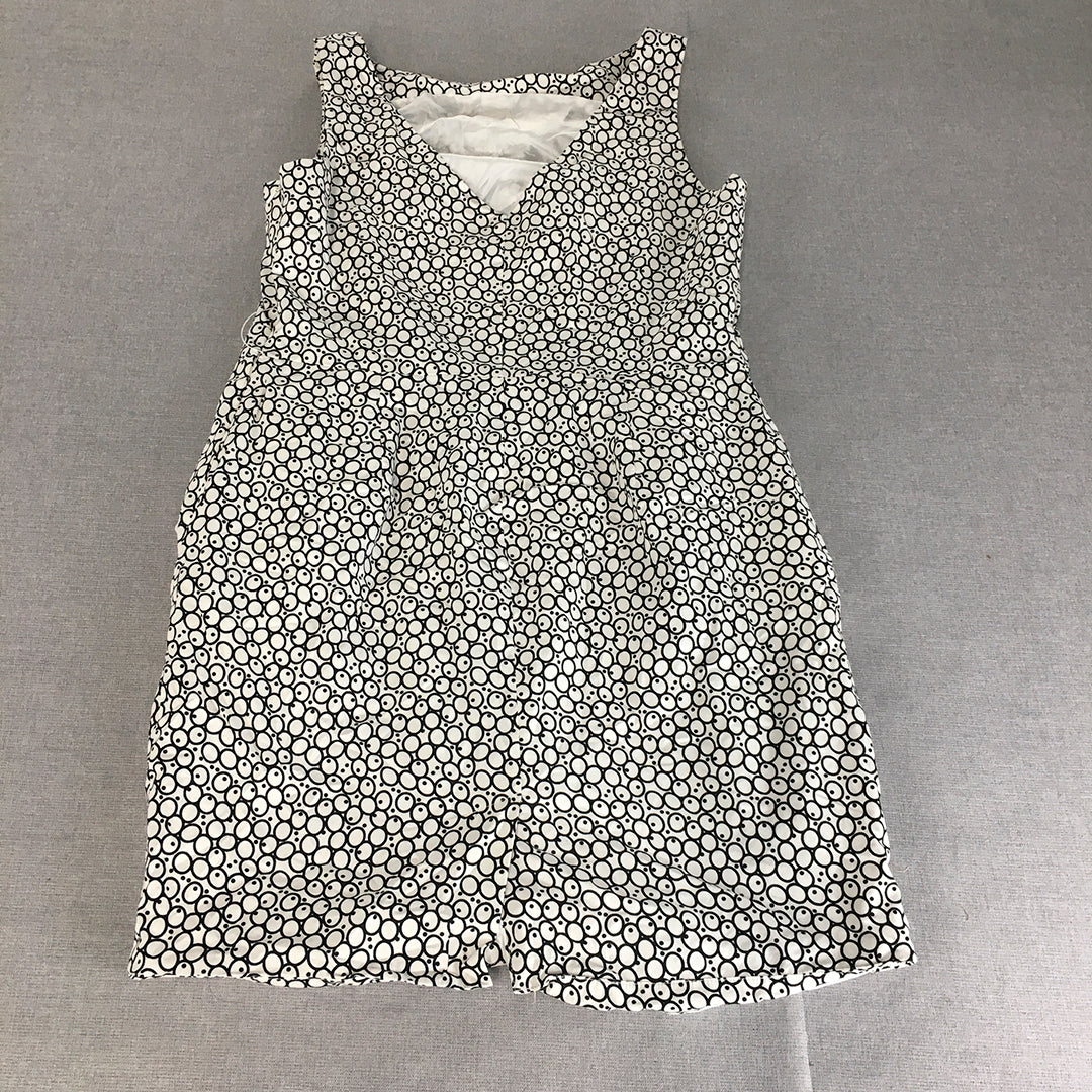 Barkins Womens Pencil Dress Size 12 White Dot Pattern Sleeveless Mini