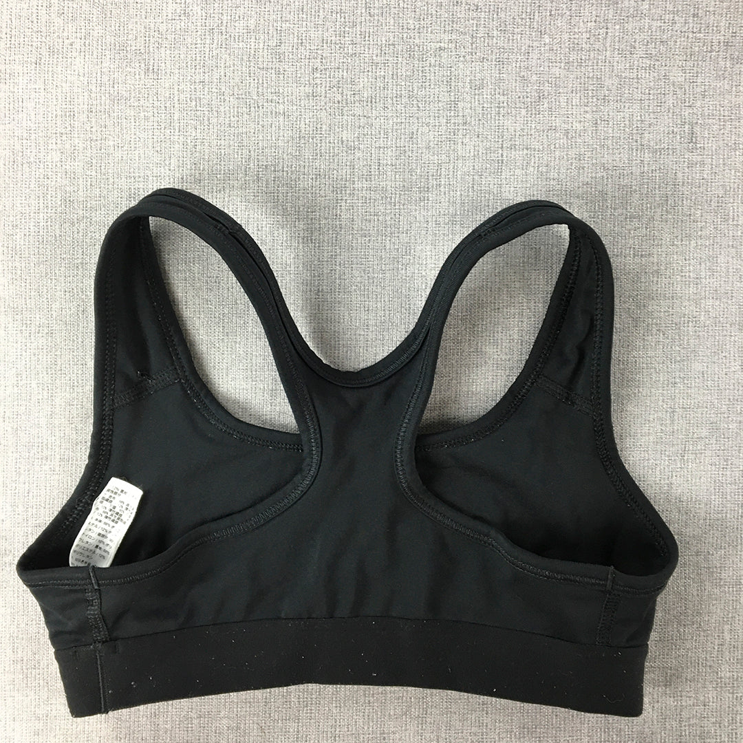 Nike Womens Sports Bra Size S Black Swoosh Logo Cropped Top