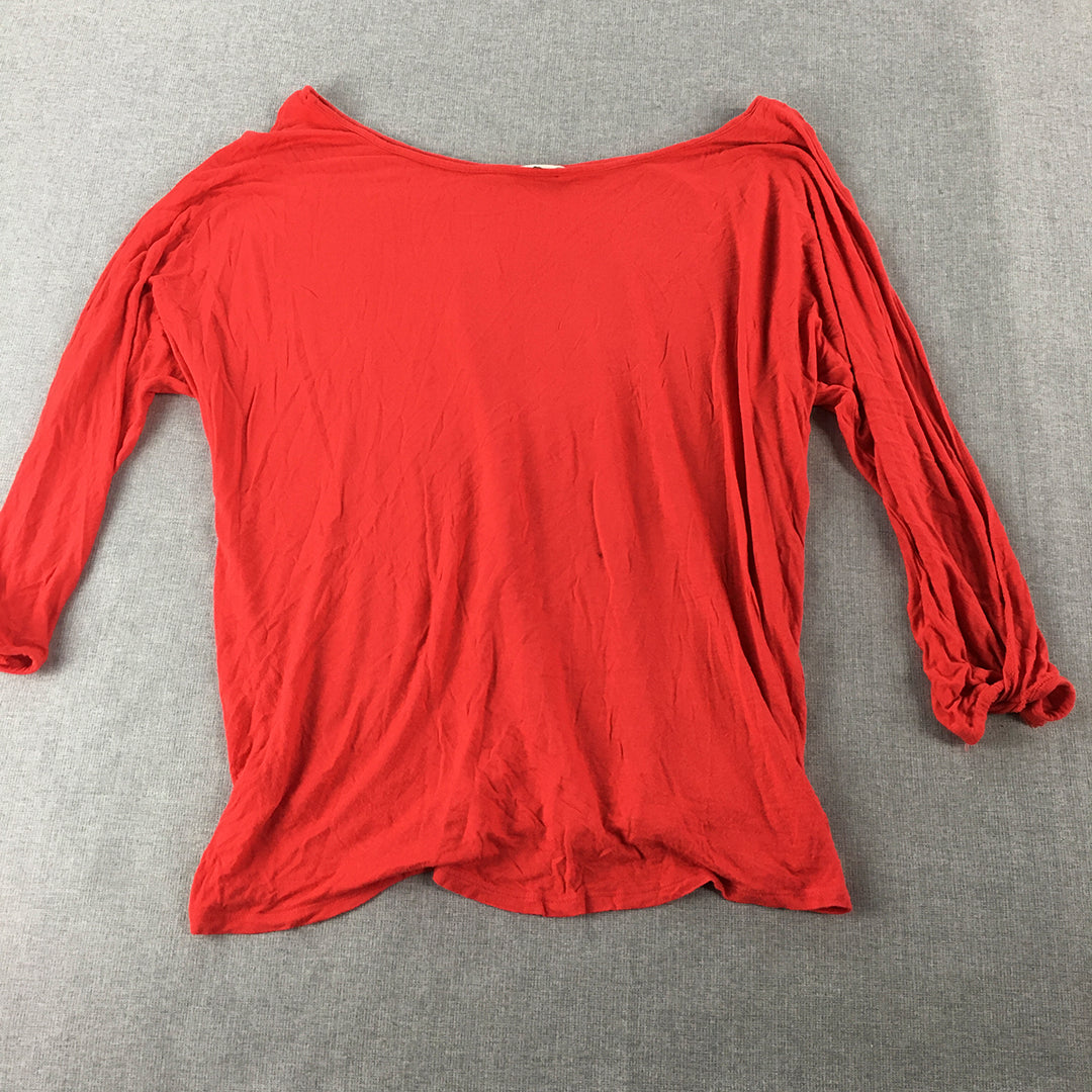 Old Navy Womens Knit Top Size XL Red Long Sleeve Shirt