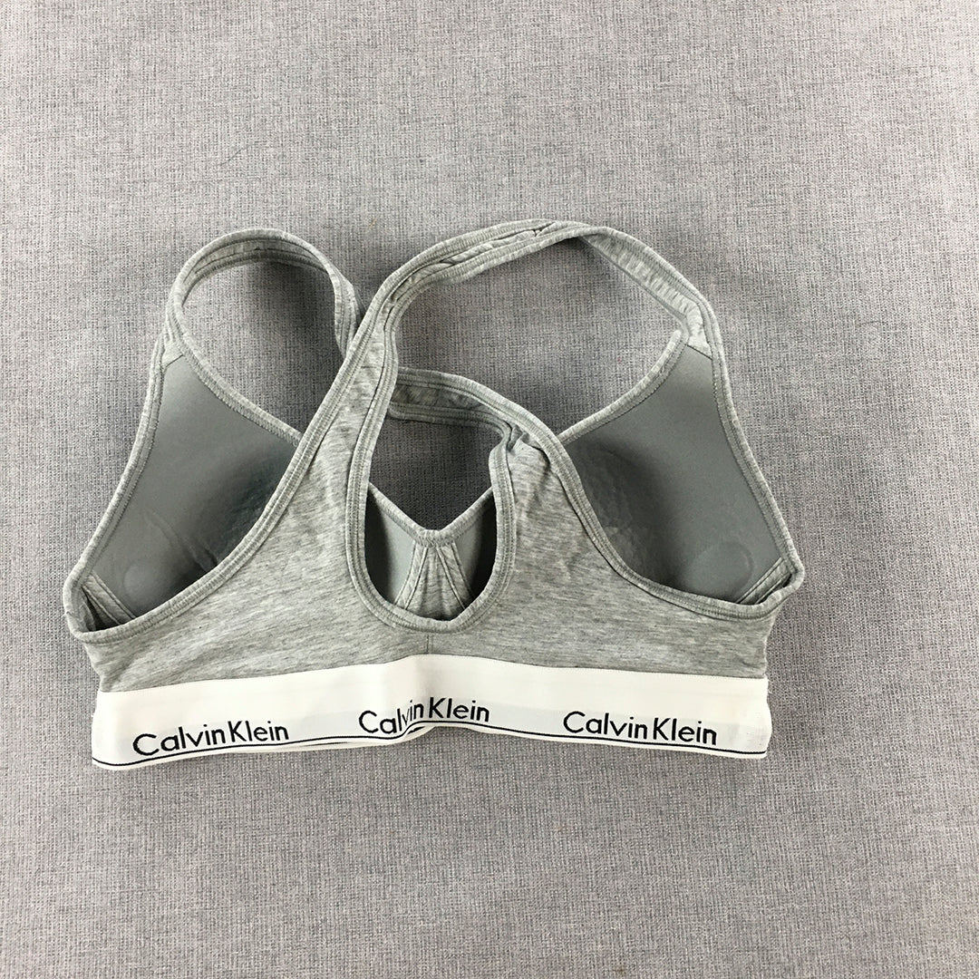 Calvin Klein Womens Sports Bra Size M Grey Sleeveless Cropped Top