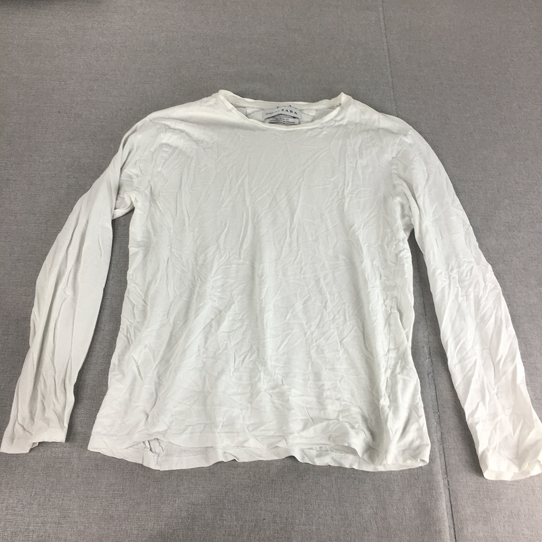 Zara Womens Shirt Size M Long Sleeve Crew Neck Pullover Top White