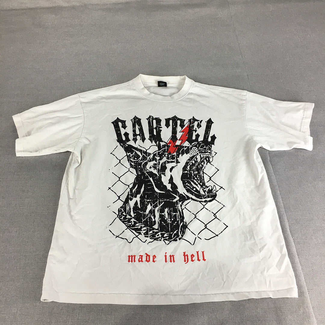 Cartel Mens T-Shirt Size L White Short Sleeve Crew Neck Tee