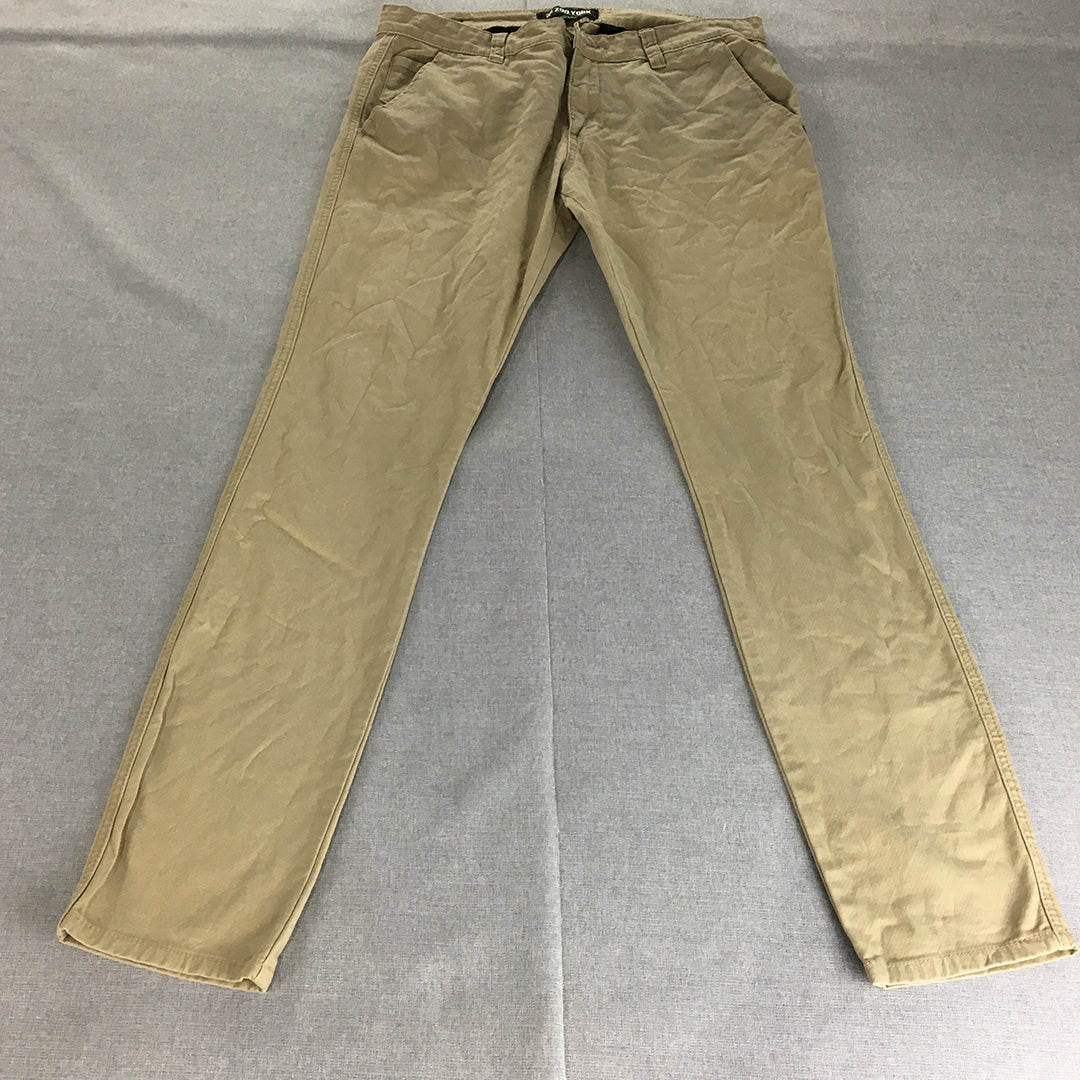 Zoo York Mens Chino Pants Size 36 Tan Brown Pockets Trousers