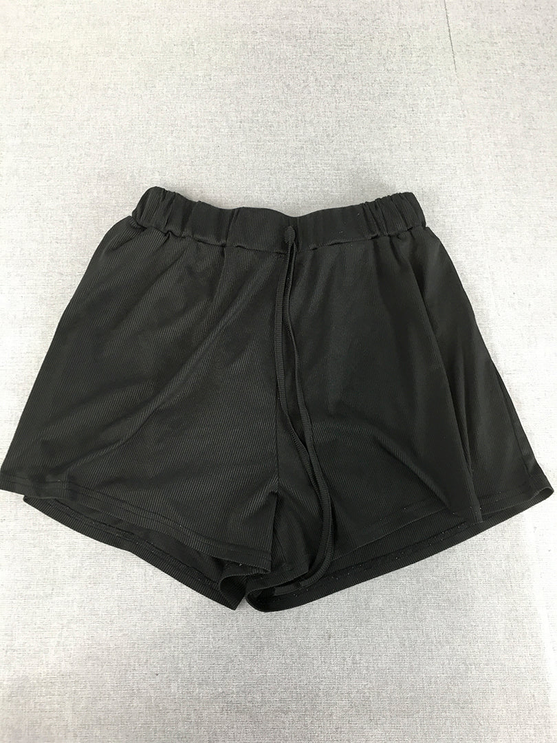 Valleygirl Womens Shorts Size M Black Drawstring Elastic Waist Stretch