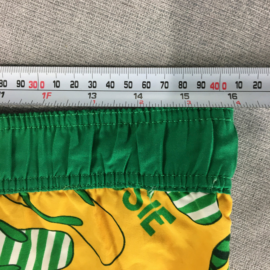 ASC Kids Boys Board Shorts Size 14 Yellow Green Surf Swim Australian Boardies