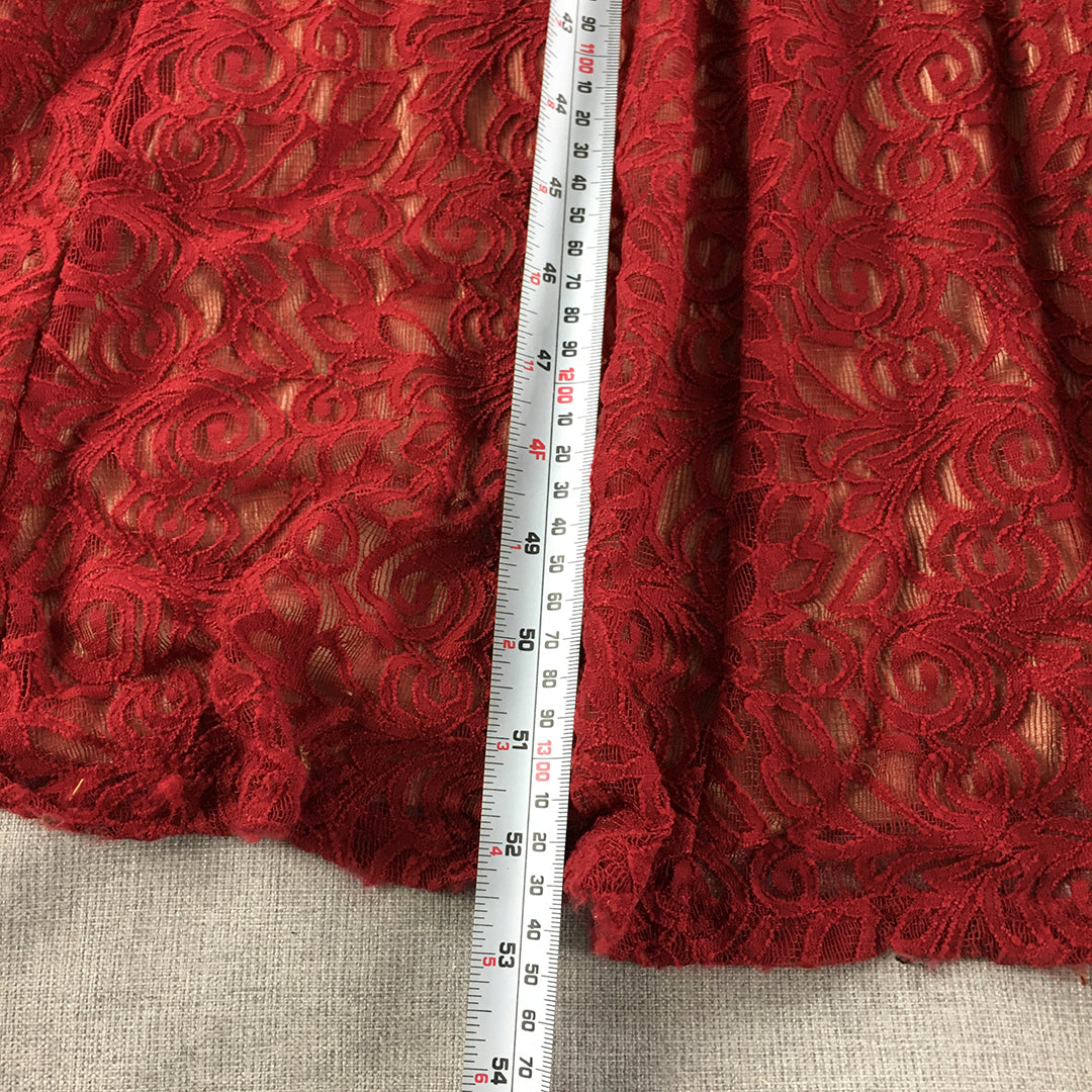 Miss Anne Womens Maxi Dress Size 6 Red Floral Lace Long