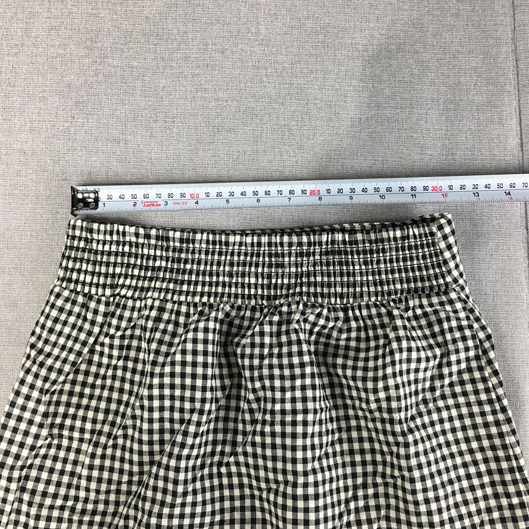 NEW Nunui Womens Mini Skirt Size 8 Black White Checkered Elastic Waist