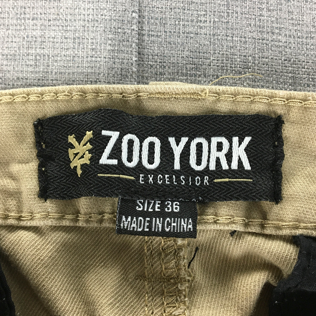 Zoo York Mens Chino Pants Size 36 Tan Brown Pockets Trousers