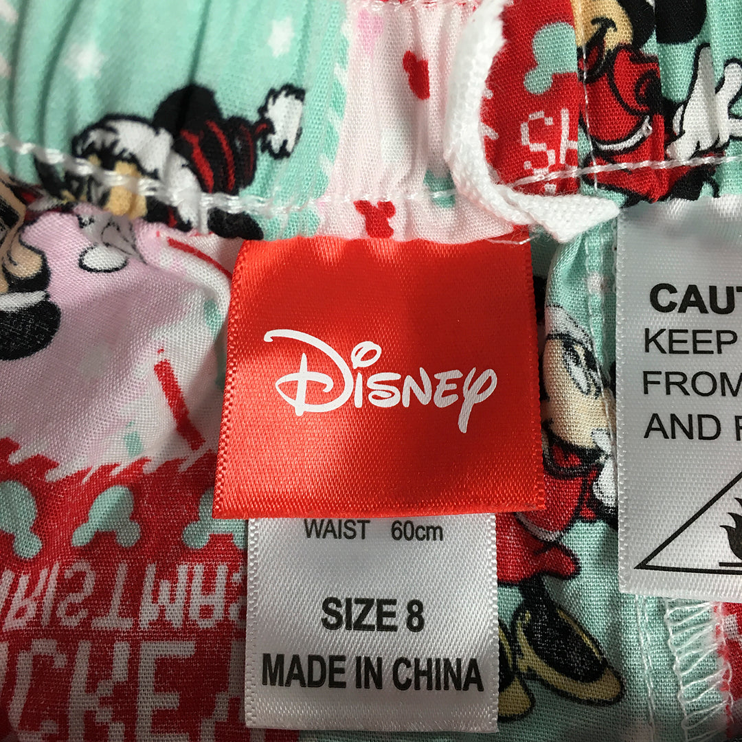 Disney Mickey Minnie Mouse Christmas Kids Girls Shorts Size 8 Pink Green