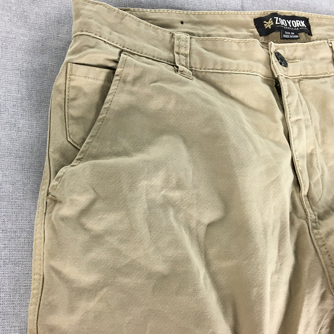 Zoo York Mens Chino Pants Size 36 Tan Brown Pockets Trousers