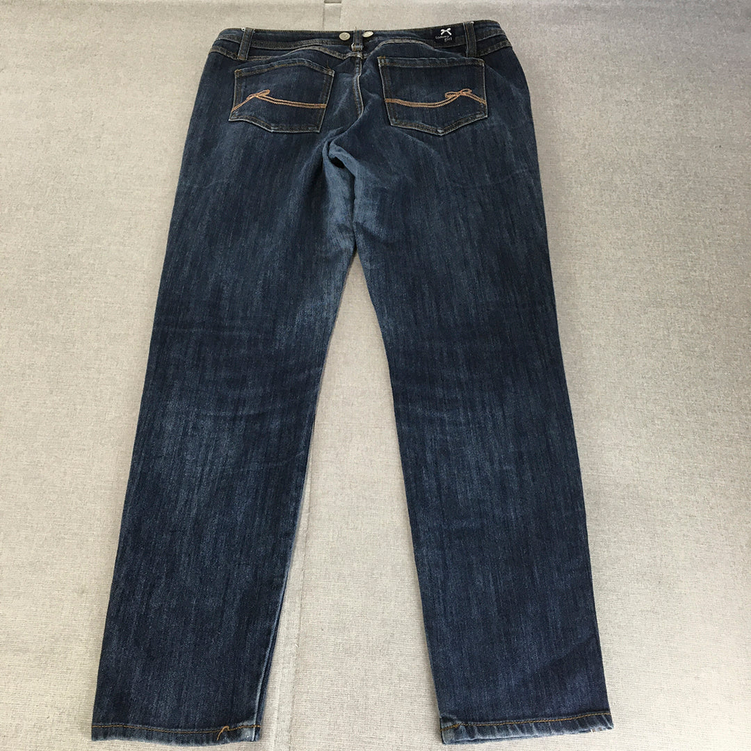 Tommy Girl Jeans Size 13 (W34 x L31) Blue Dark Wash Straight Womens Hilfiger