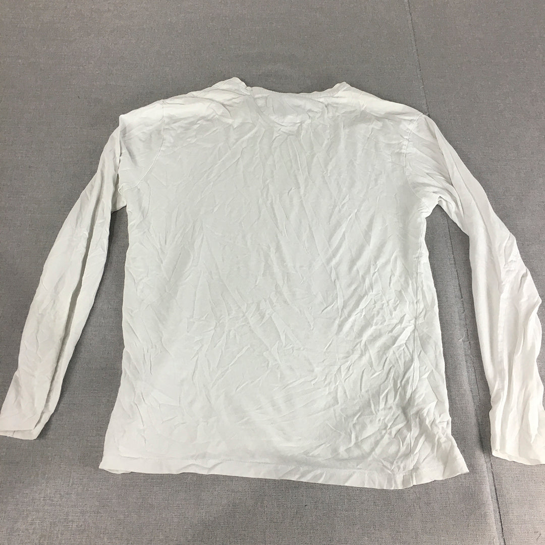 Zara Womens Shirt Size M Long Sleeve Crew Neck Pullover Top White