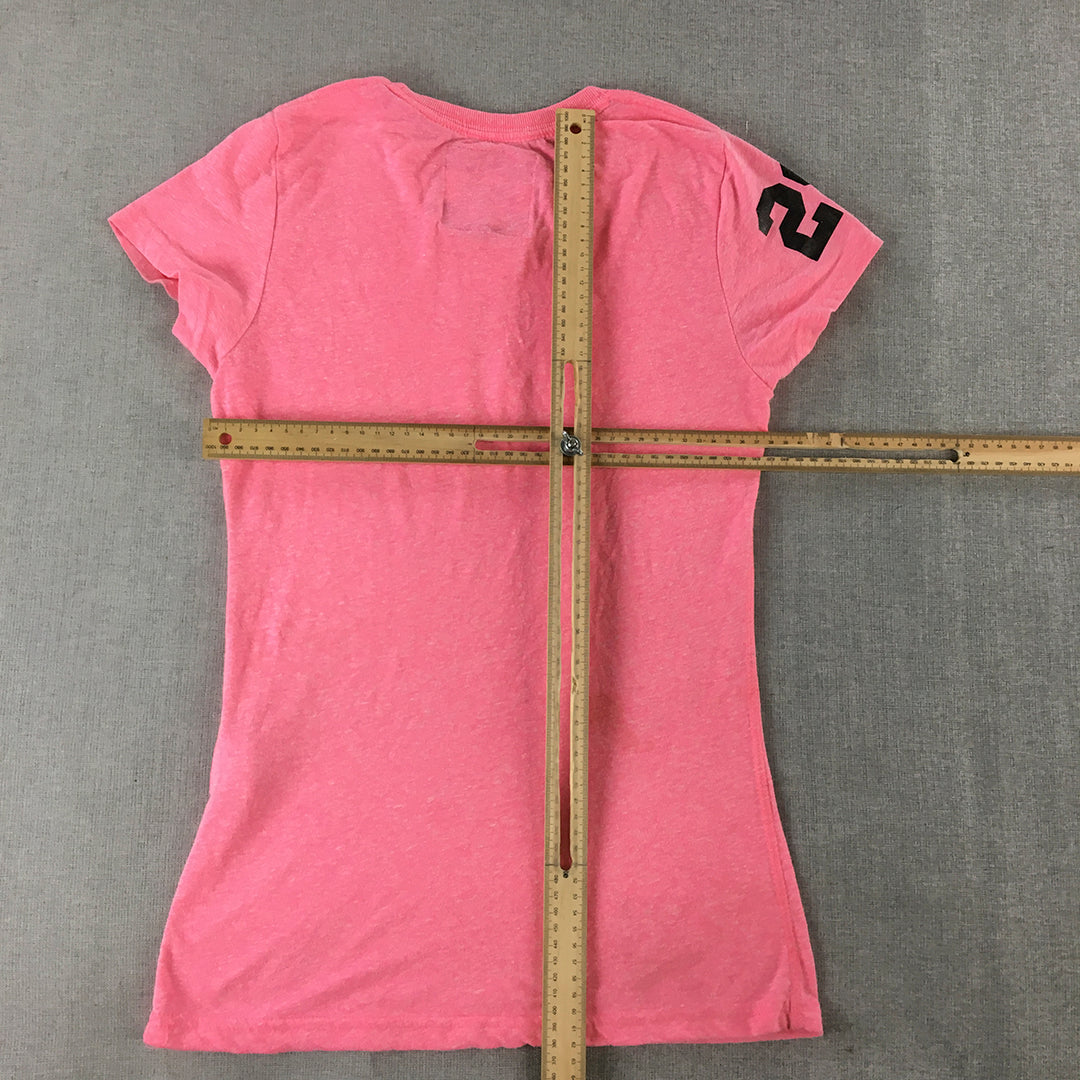 Superdry Womens T-Shirt Size 10 Pink Big Logo Short Sleeve Top