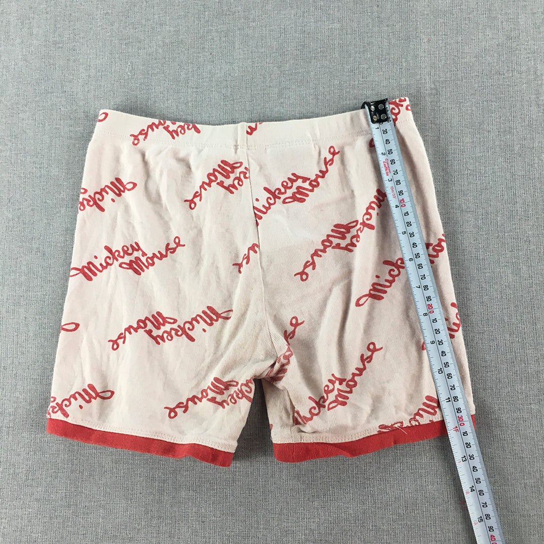 Disney Mickey Mouse Kids Girls Shorts Size 10 Pink Red Elastic Waist