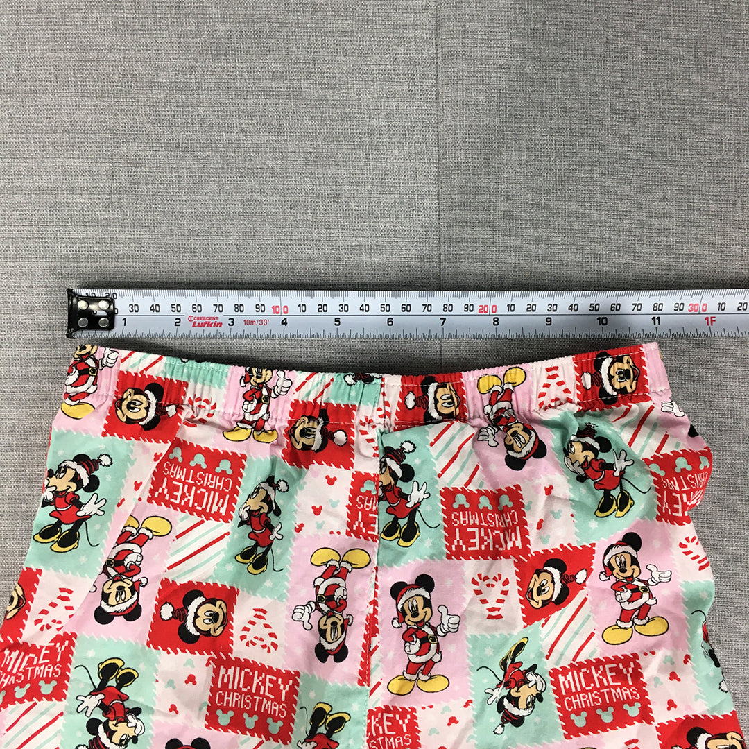 Disney Mickey Minnie Mouse Christmas Kids Girls Shorts Size 8 Pink Green