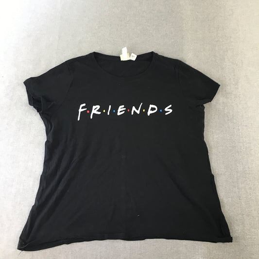 Friends Womens T-Shirt Size L Black F.R.I.E.N.D.S TV Show Licensed Top