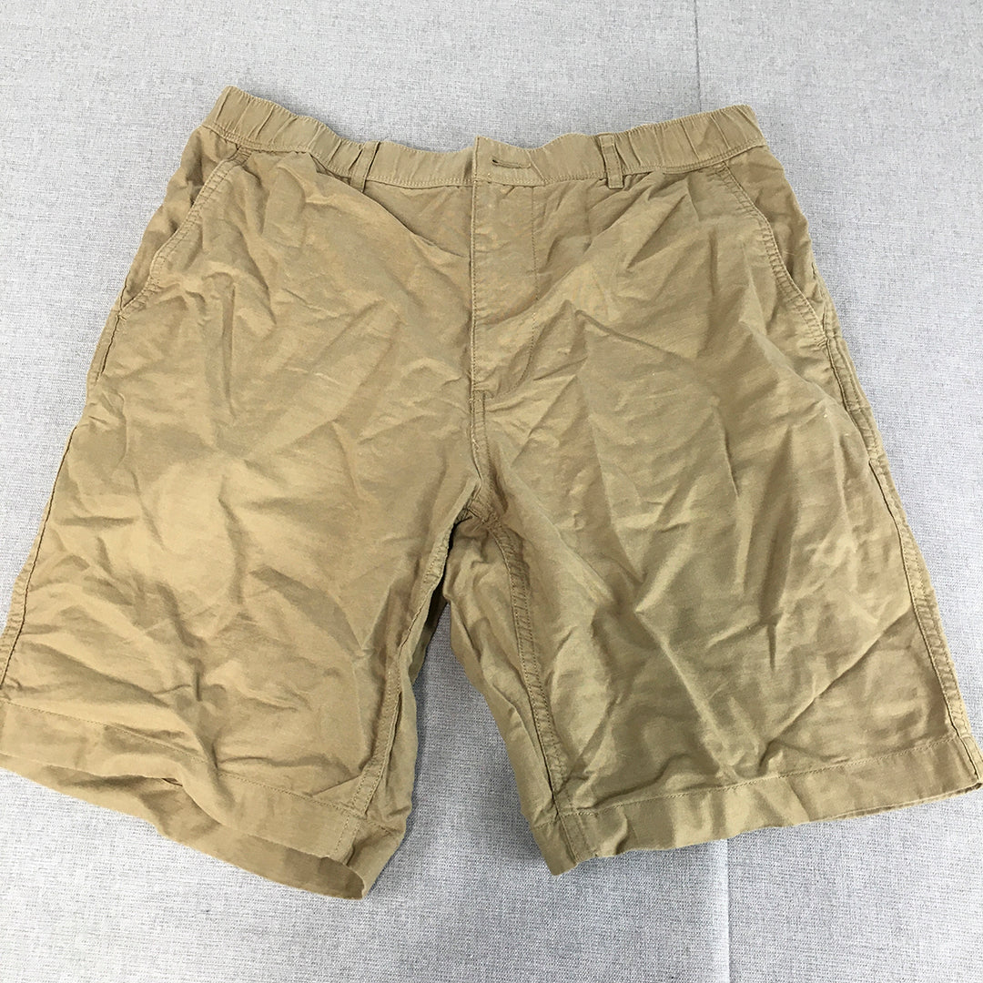 Uniqlo Mens Shorts Size M Brown Elastic Waist Pockets Chino