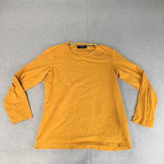 Zara Womens Shirt Size M Yellow Long Sleeve Crew Neck Pullover Shirt