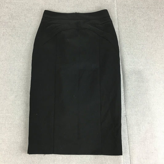 Cue Womens Pencil Skirt Size 6 Black Midi Straight