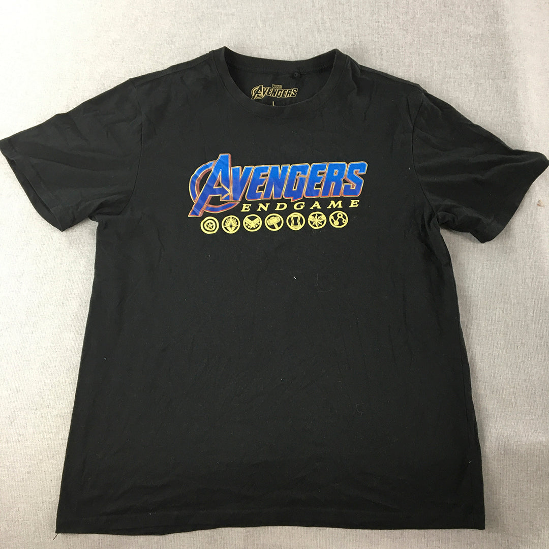 Marvel Avengers Endgame Mens T-Shirt Size L Black Short Sleeve Movie Tee